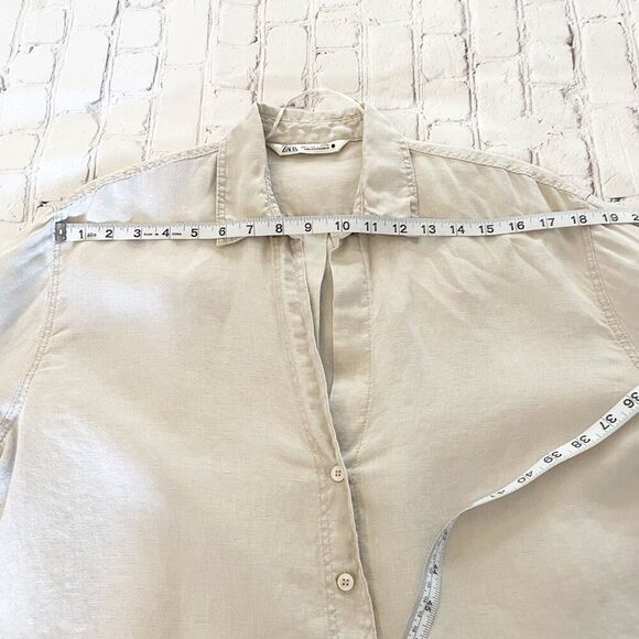 Zara V Neck Button Front Collared in Mid Mink Shirt Top Small - Picture 4 of 8